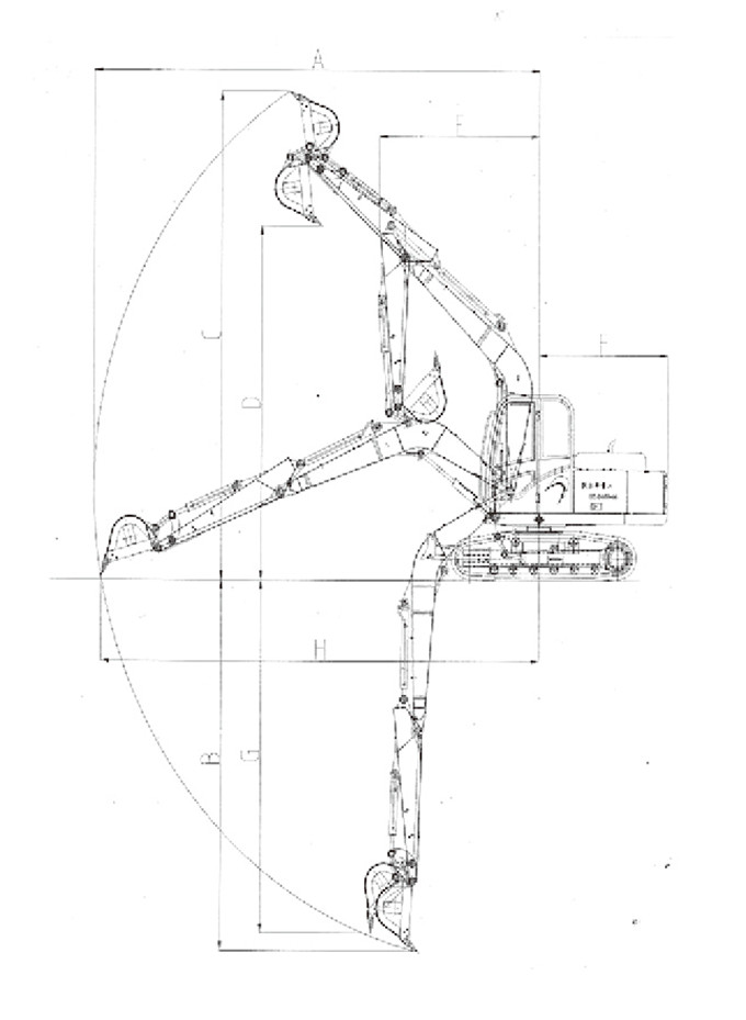 沃爾華DLS880-9B 7噸履帶式液壓挖掘機工作范圍